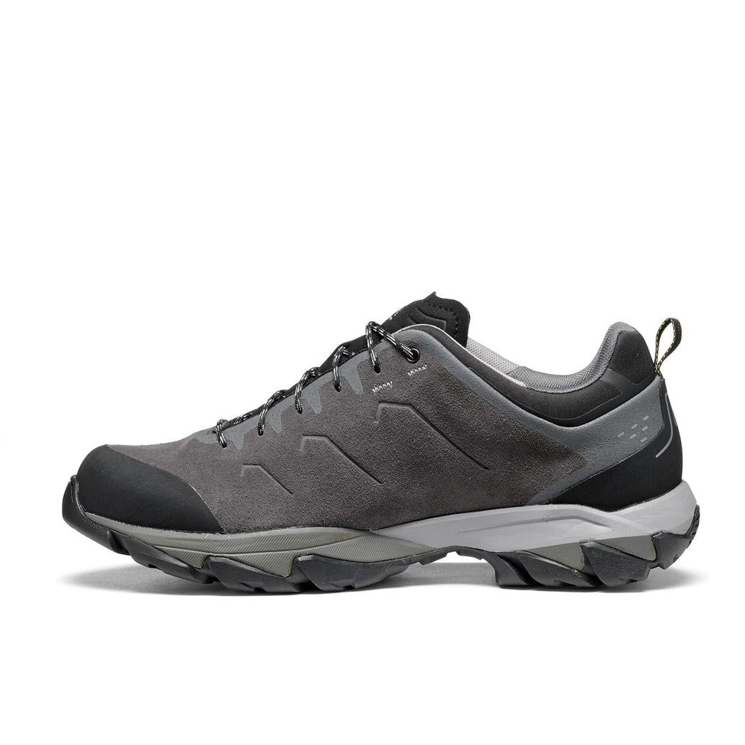 Side view of the Asolo Men's Acadi LTH GTX MM in Graphite/Black showing the lugged outsole against a white background.