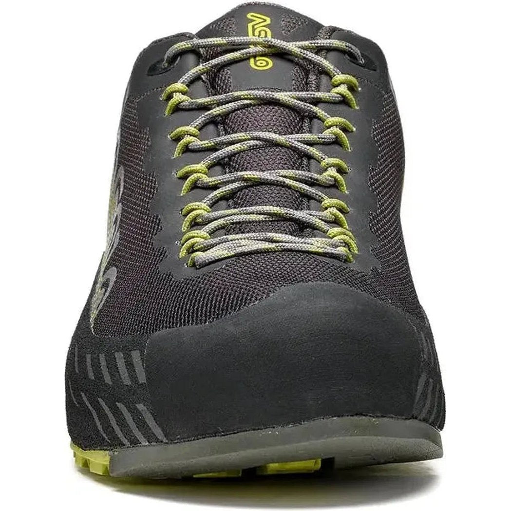 Front view of the Asolo Men's Eldo GV in Green Oasis/Smokey Grey showing the laced upper and textured toe cap.