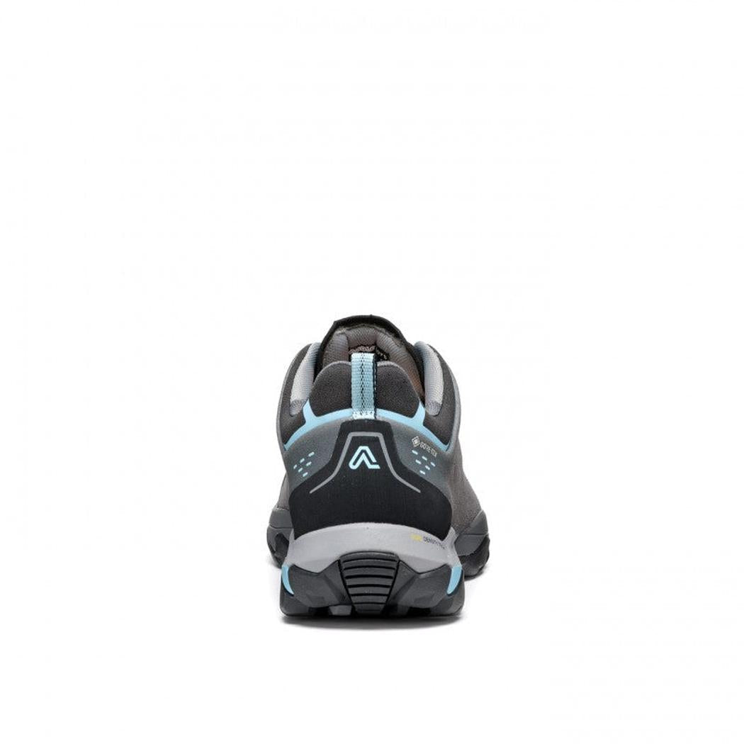 Back view of the Asolo Women's Acadi LTH GTX MM in Graphite/Blue against a white background.