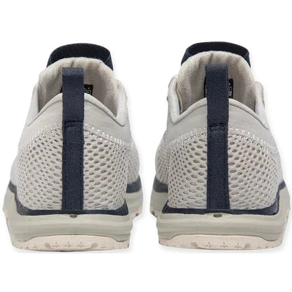 Back view of the Astral Women's Crewer in Salty White showing the mesh heel and navy pull tab against a white background.