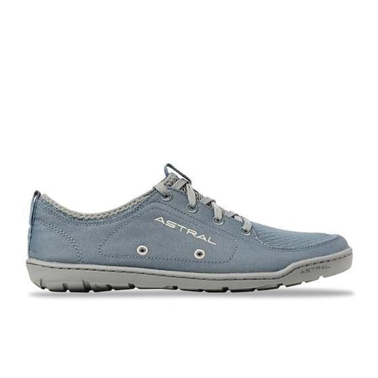 Side view of the Astral Women's Loyak in Rainshadow Blue showing the lugged outsole against a white background.