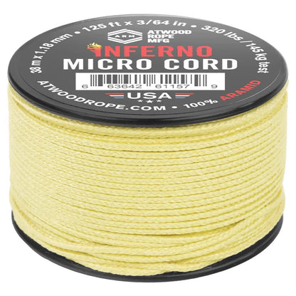 Atwood Rope Aramid - 320 LB Micro Cord - 1.18MM X 125 FT Spool-Camping - Accessories - Rope and Cordage-Natural Yellow-Appalachian Outfitters