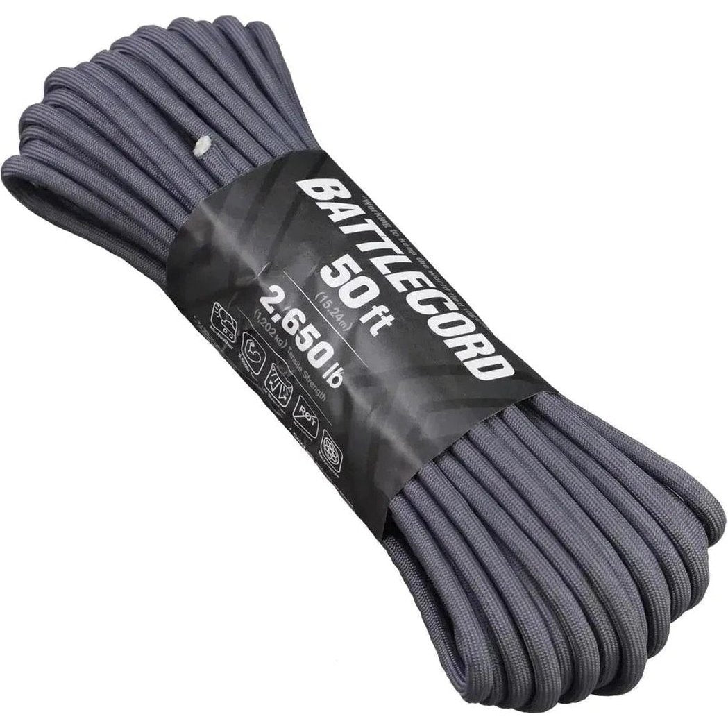 Charcoal Battlecord rope bundle showing the 2,650 lb label and coiled rope against a white background.