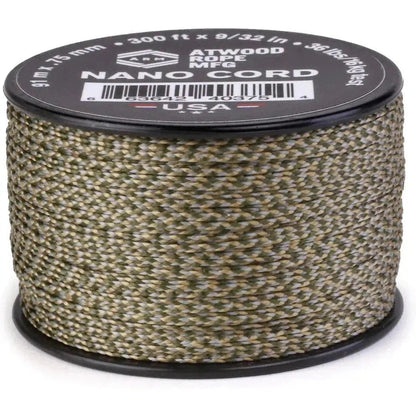 A spool of Atwood Rope Nano Cord in ACU color sits on a white background.