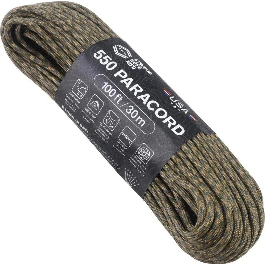 Atwood Rope Paracord - 550 LB - 4MM X 100 FT - Camos and Black-Camping - Accessories - Rope and Cordage-M Camouflage-Appalachian Outfitters