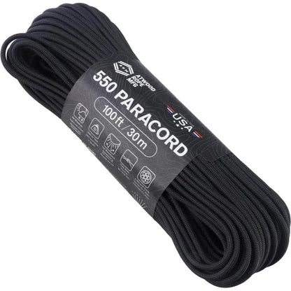Atwood Rope Paracord - 550 LB - 4MM X 100 FT - Camos and Black-Camping - Accessories - Rope and Cordage-Black-Appalachian Outfitters