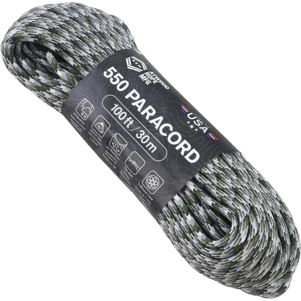 Atwood Rope Paracord - 550 LB - 4MM X 100 FT - Camos and Black-Camping - Accessories - Rope and Cordage-Siberian Camo-Appalachian Outfitters