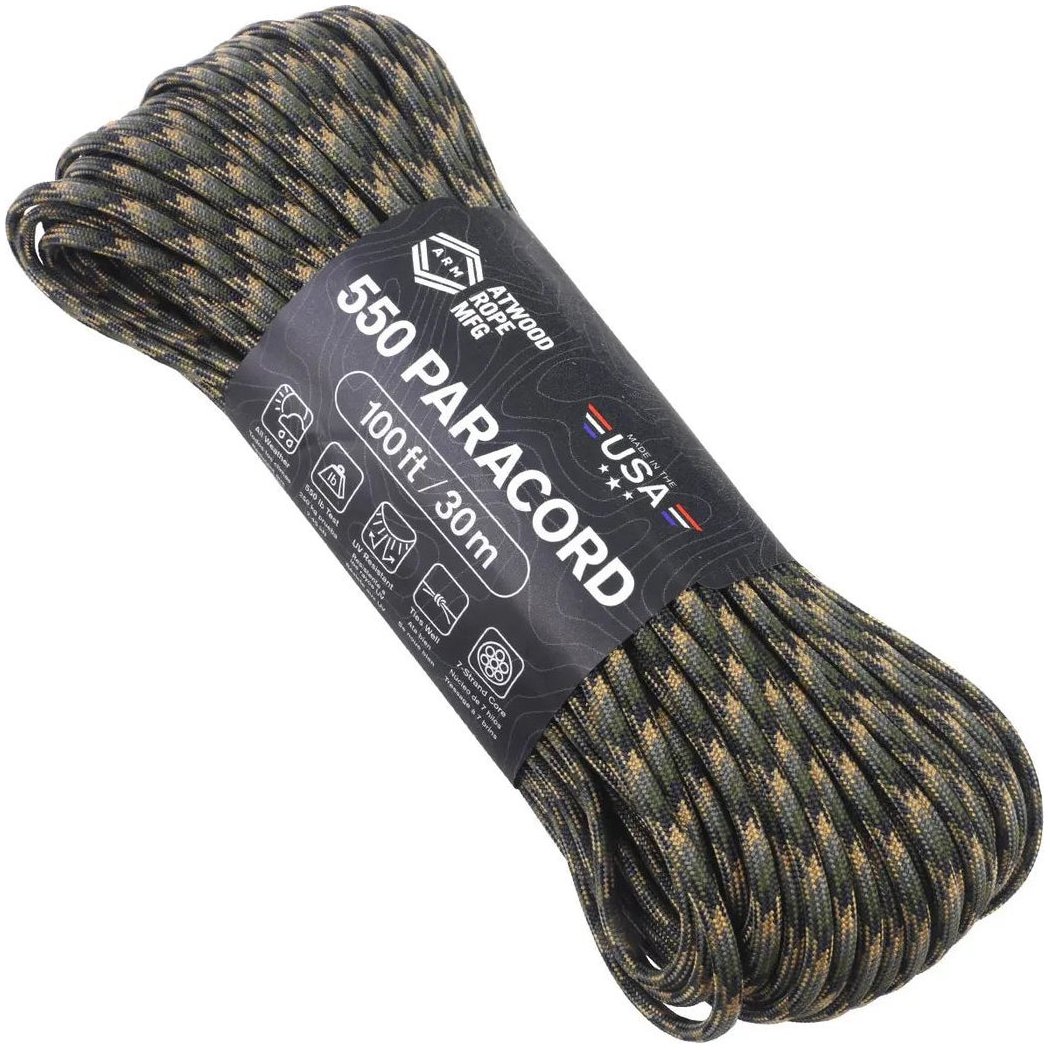 Atwood Rope Paracord - 550 LB - 4MM X 100 FT - Camos and Black-Camping - Accessories - Rope and Cordage-Forest Camo-Appalachian Outfitters