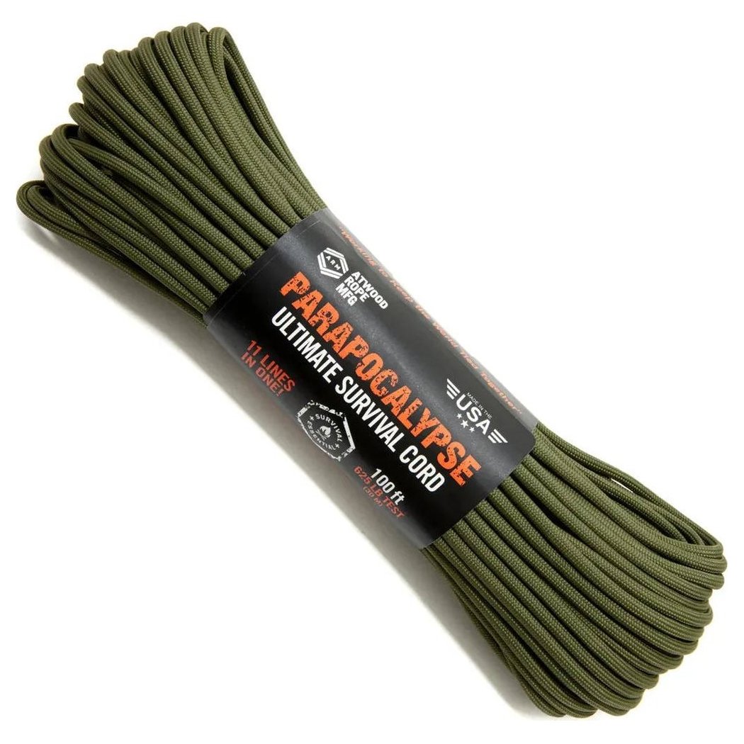 Atwood Rope Parapocalypse Ultimate Survival Cord - 625 LB - 4MM-Camping - Accessories - Rope and Cordage-Green-100ft-Appalachian Outfitters
