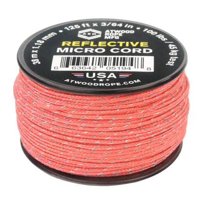 Atwood Rope Reflective Cord - 100 LB Mirco Cord - 1.18MM X 125 FT Spool-Camping - Accessories - Rope and Cordage-Pink-Appalachian Outfitters
