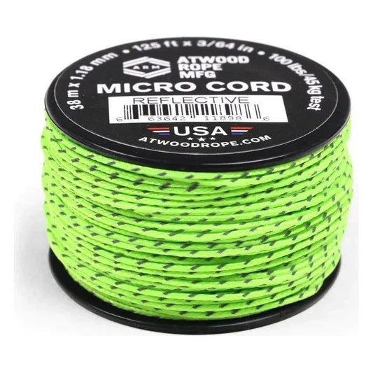 Atwood Rope Reflective Cord - 100 LB Mirco Cord - 1.18MM X 125 FT Spool-Camping - Accessories - Rope and Cordage-Green-Appalachian Outfitters