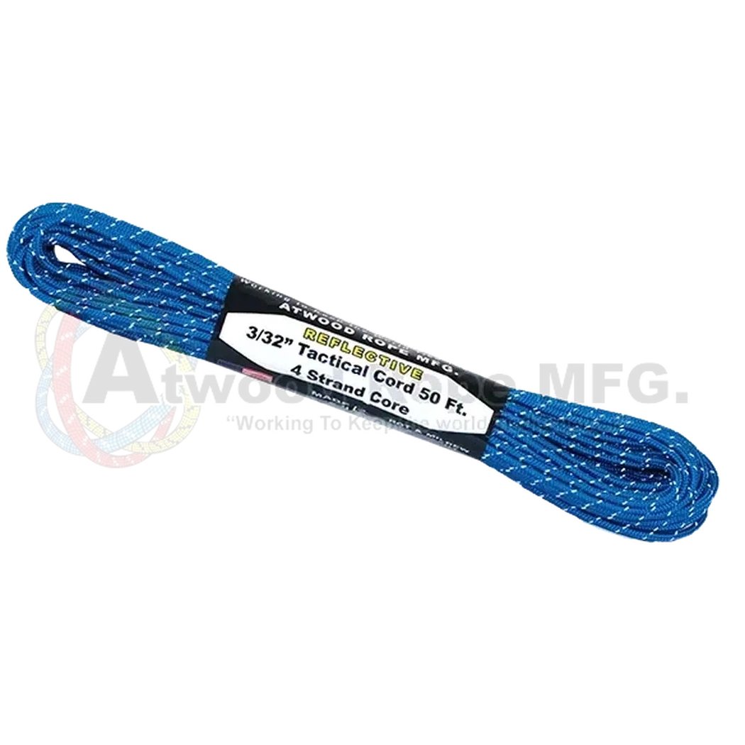 A black Atwood Rope 275 LB Tactical Cord 2.4MM X 50 FT is shown in a straight-on view against a white background.