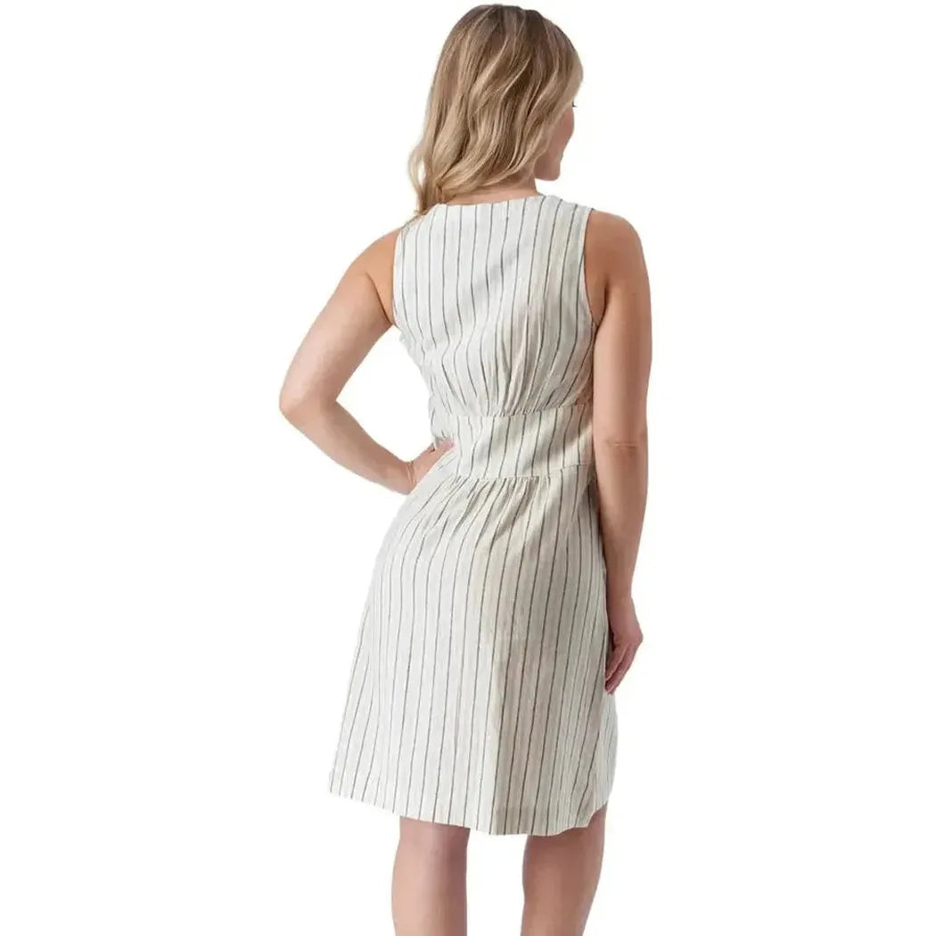 Back view of the Aventura Women's Breezey Dress in White showing the sleeveless design against a plain white background.