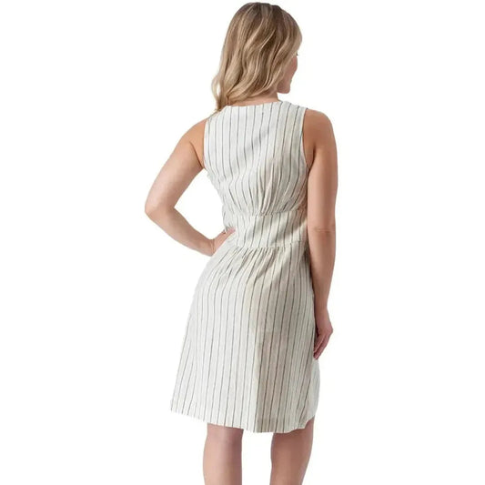 Back view of the Aventura Women's Breezey Dress in White showing the sleeveless design against a plain white background.