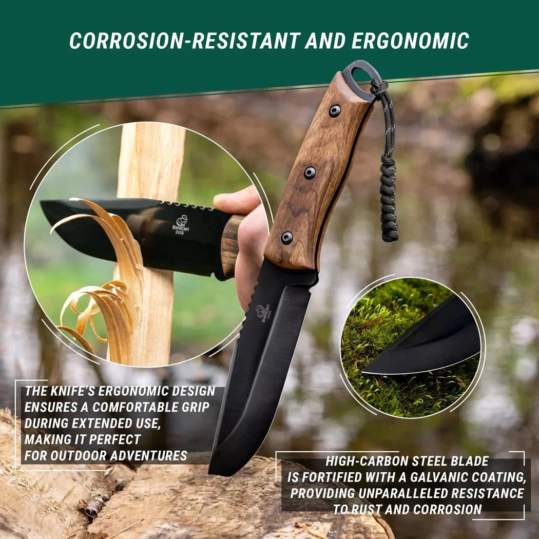 Beavercraft Dusk-Carbon Steel Bushcraft Knife With Ferro Rod And LeatherSheath-Camping - Accessories - Knives-Appalachian Outfitters