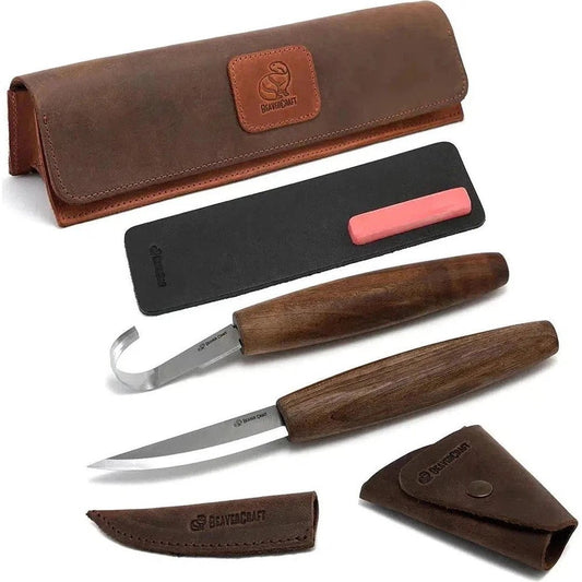 Beavercraft Spoon Carving Tool Set in Genuine Leather Case-Camping - Accessories - Knives-Appalachian Outfitters