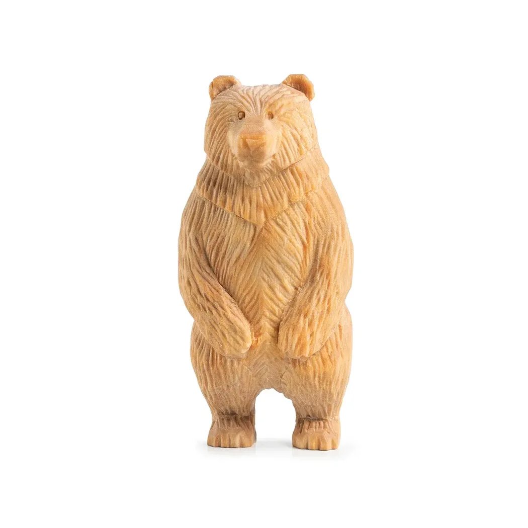 A front view of the Beavercraft Standing Bear Wood Carving kit with a white background.