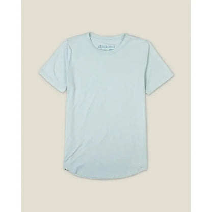 A front view of the Belong Designs Women's Core Traverse Tek Tee in Blue against a neutral background.