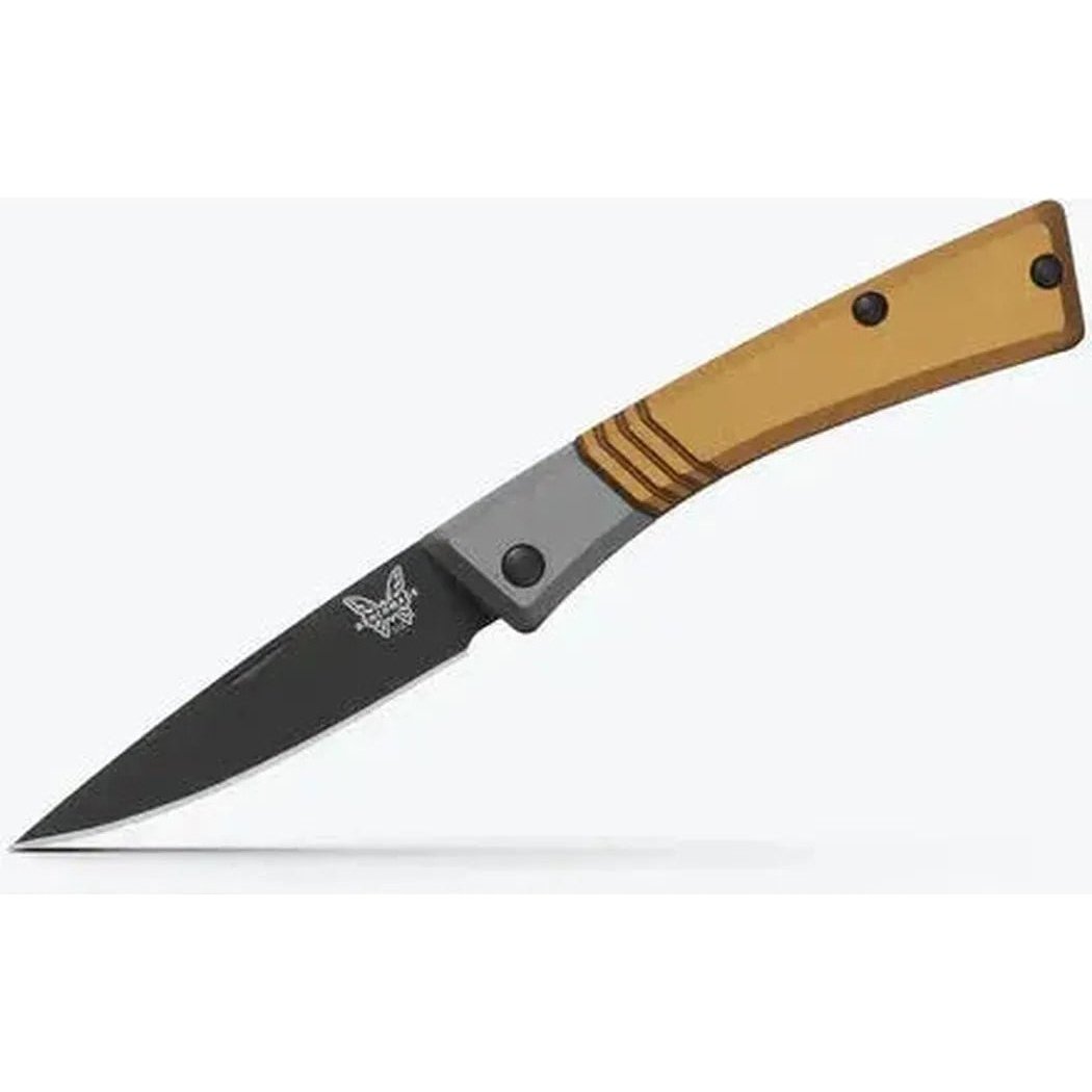 A side view of the Benchmade Successor knife with a natural tan handle and charcoal blade, shown against a white background.