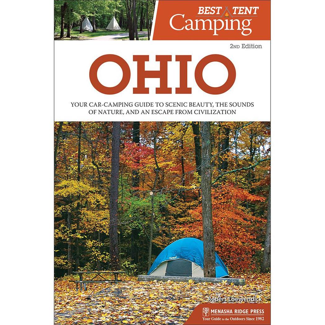 The cover of Best Tent Camping: Ohio 2e shows a blue tent in a forest with autumn leaves on the ground.