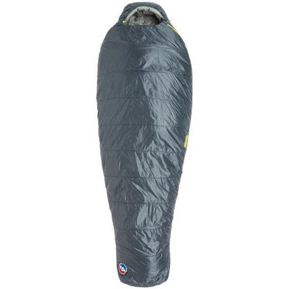A front view of the Big Agnes Anthracite 30F sleeping bag with a FireLine synthetic fill against a white background.