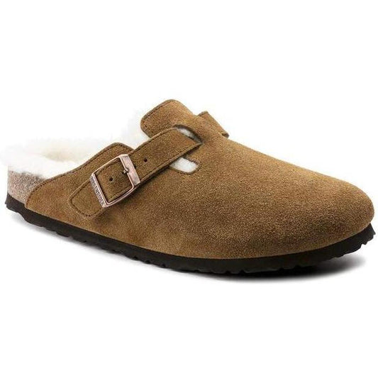 Birkenstock Boston Shearling Suede Leather-Women's - Footwear - Sandals-Mink-37-Appalachian Outfitters