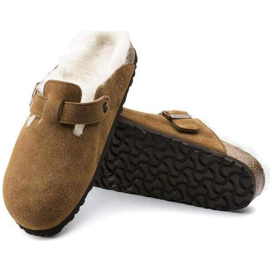 Birkenstock Boston Shearling Suede Leather-Women's - Footwear - Sandals-Appalachian Outfitters