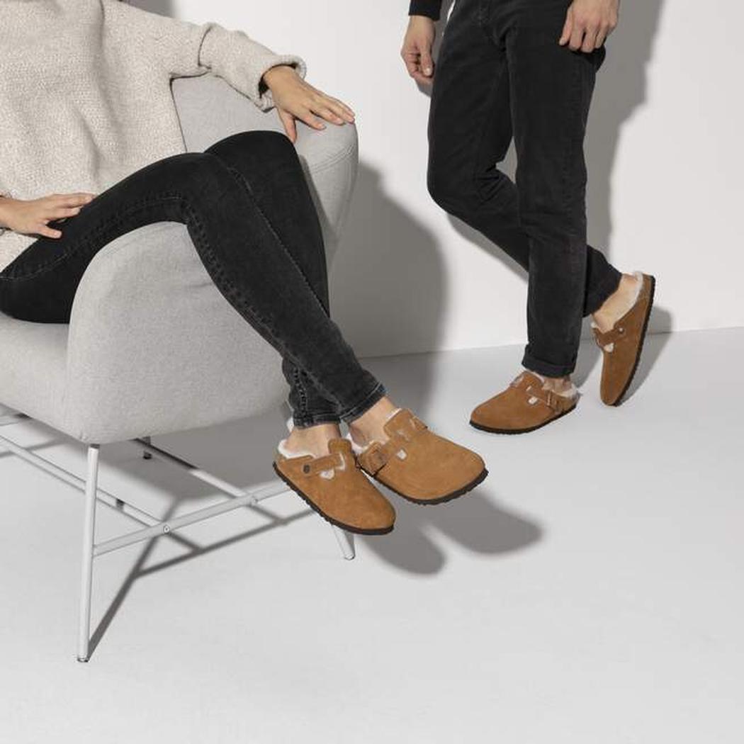 Birkenstock Boston Shearling Suede Leather-Women's - Footwear - Sandals-Appalachian Outfitters