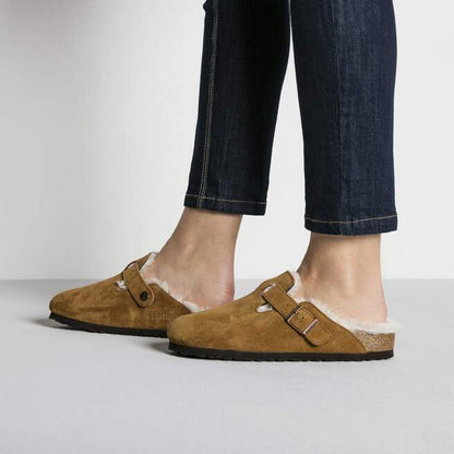 Birkenstock Boston Shearling Suede Leather-Women's - Footwear - Sandals-Appalachian Outfitters