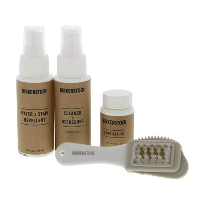 A front view of the Birkenstock Deluxe Shoe Care Kit with a white background.