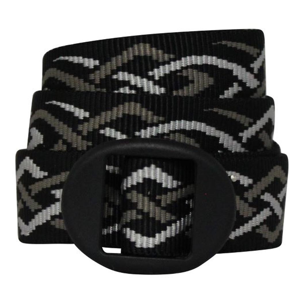 A black Bison 25mm Ellipse Pattern Belt with a black buckle is shown against a white background.