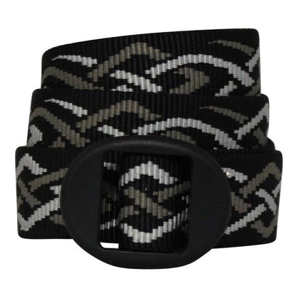 A black Bison 25mm Ellipse Pattern Belt with a black buckle is shown against a white background.
