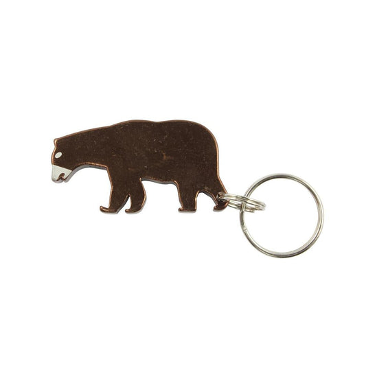 A black Bison Bear Opener keychain with a silver ring, shown from a front angle against a white background.