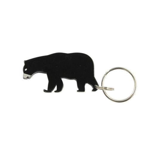A black Bison Bear Opener keychain with a silver ring, shown from a front angle against a white background.