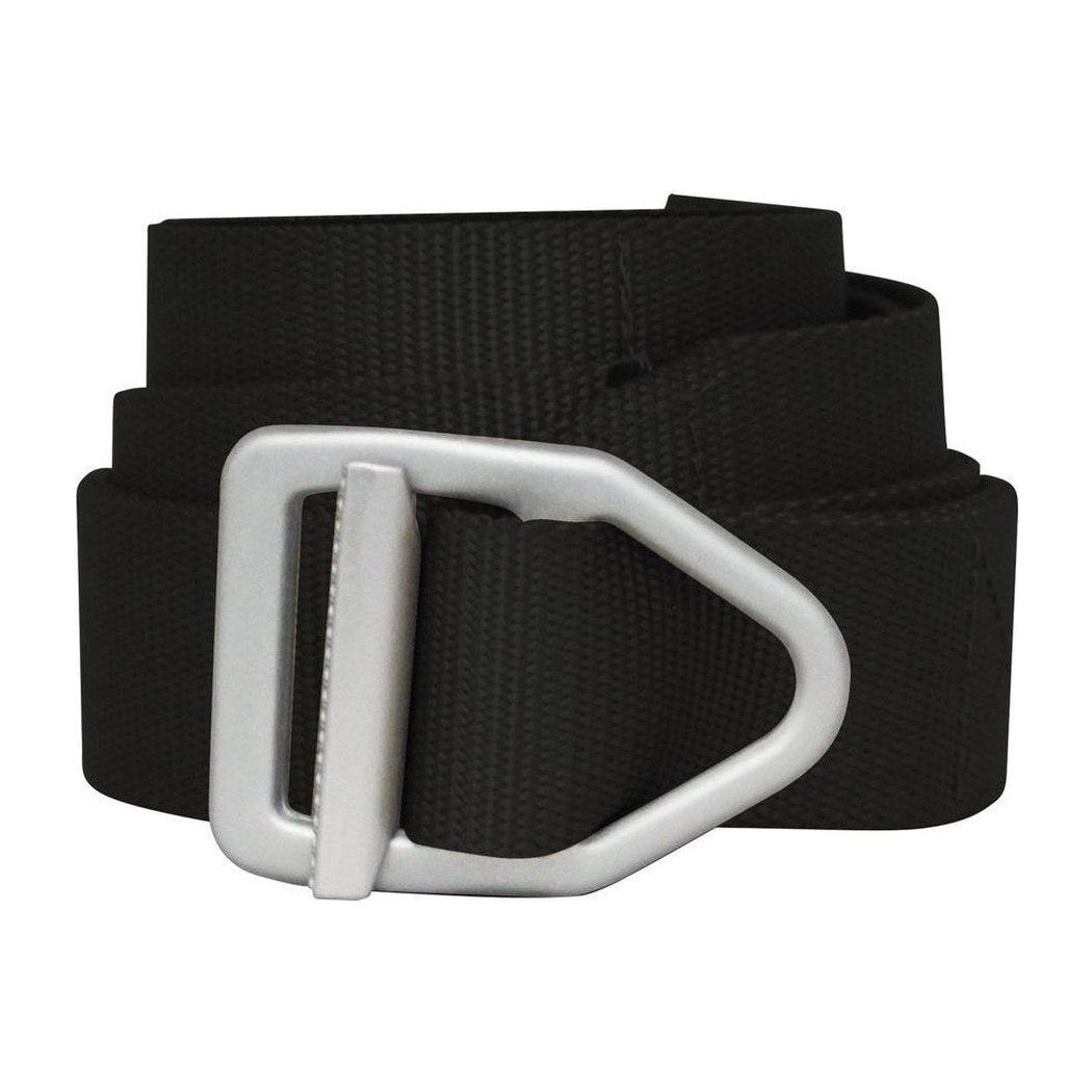 A black Bison Last Chance Heavy Duty Solid Color Belt with a silver buckle shown from a front angle against a white background.