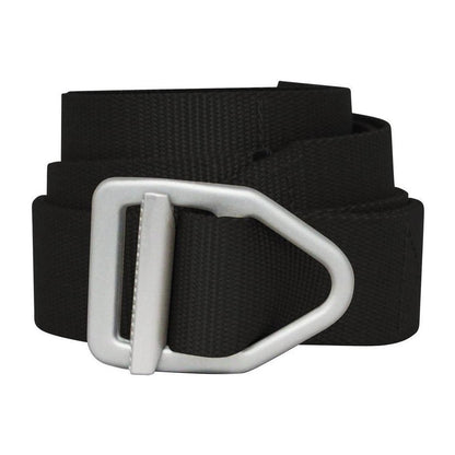 A black Bison Last Chance Heavy Duty Solid Color Belt with a silver buckle shown from a front angle against a white background.