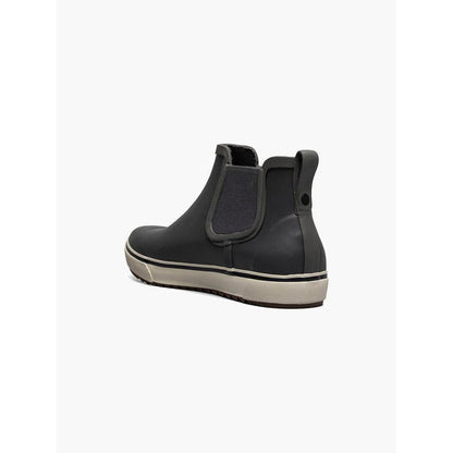 Side view of the Bogs Footwear Men's Kicker Rain Chelsea II in Gray showing the elastic side panel and light gray rubber sole against a white background.