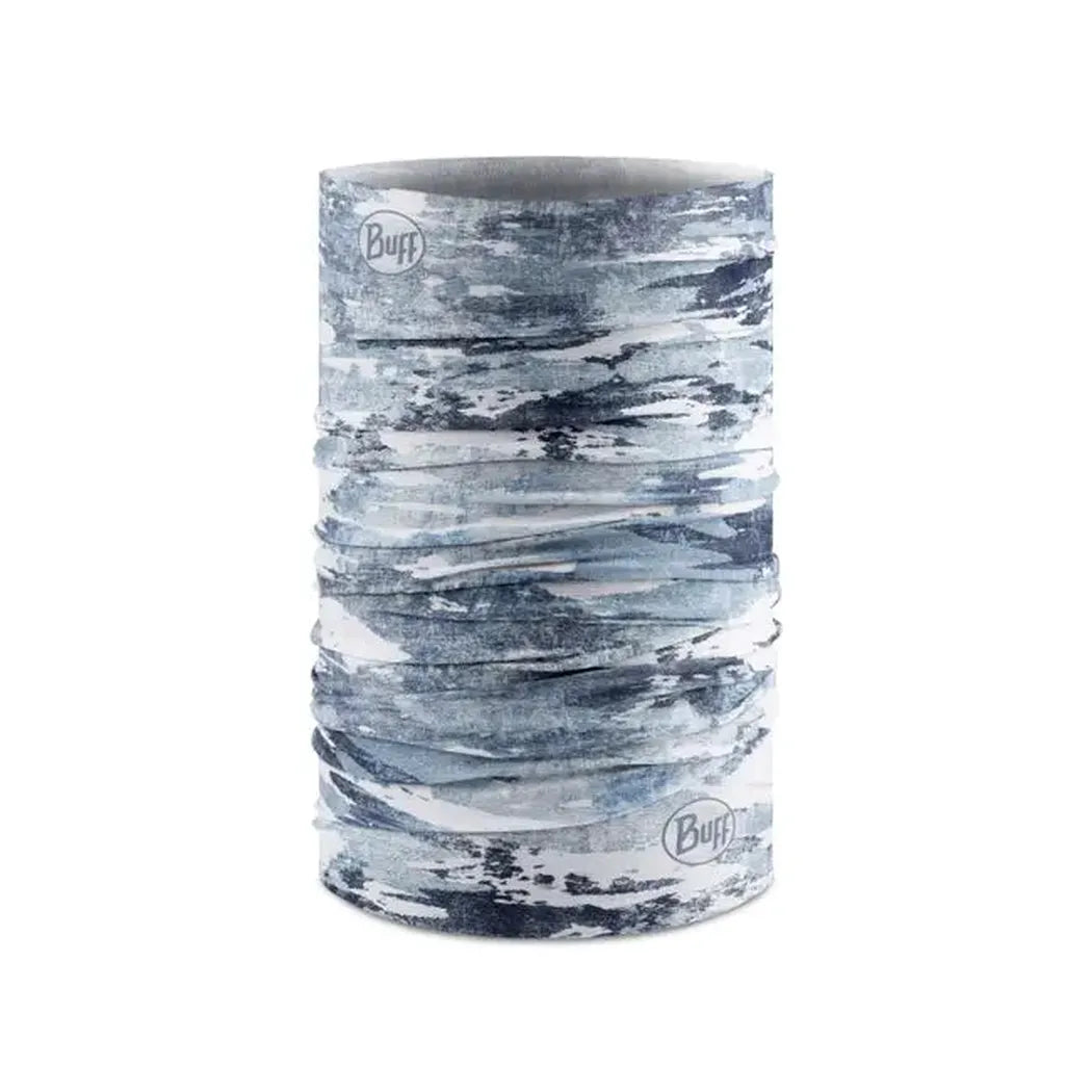 A front view of the Buff CoolNet UV Insect Shield - Lazs grey bandana against a white background.