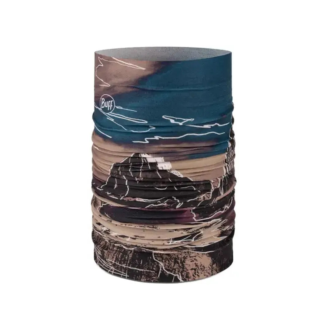 A multi-colored Buff CoolNet UV Insect Shield - Teroy bandana shown in a side view against a white background.