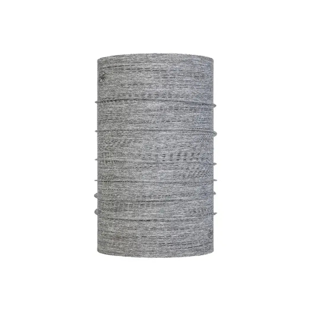 A side view of the Buff Dryflx Solid in Light Grey showing the textured fabric against a white background.