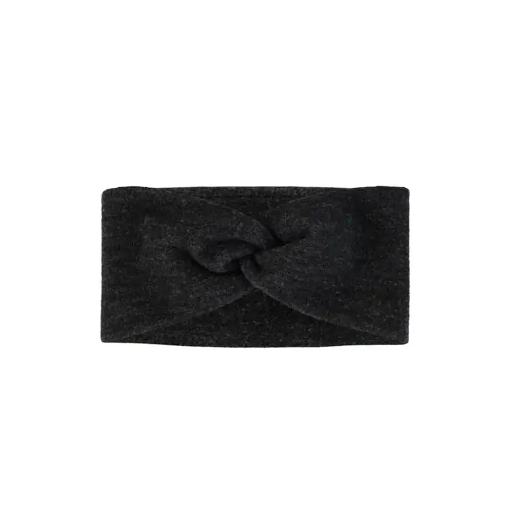 A front view of the Buff Merino Fleece Headband Vente Prive in Black against a white background.