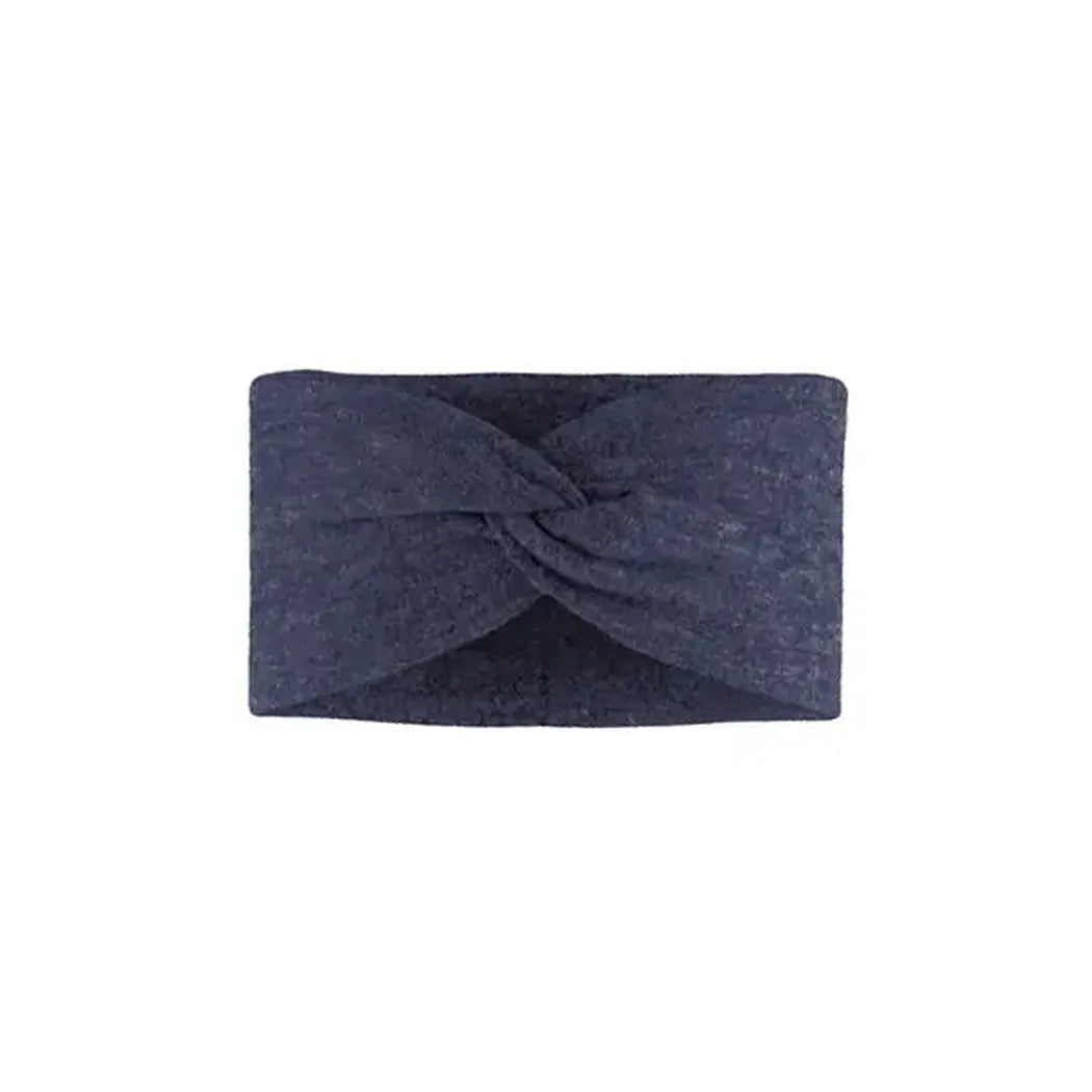 A front view of the Buff Merino Fleece Headband Vente Prive in Black against a white background.
