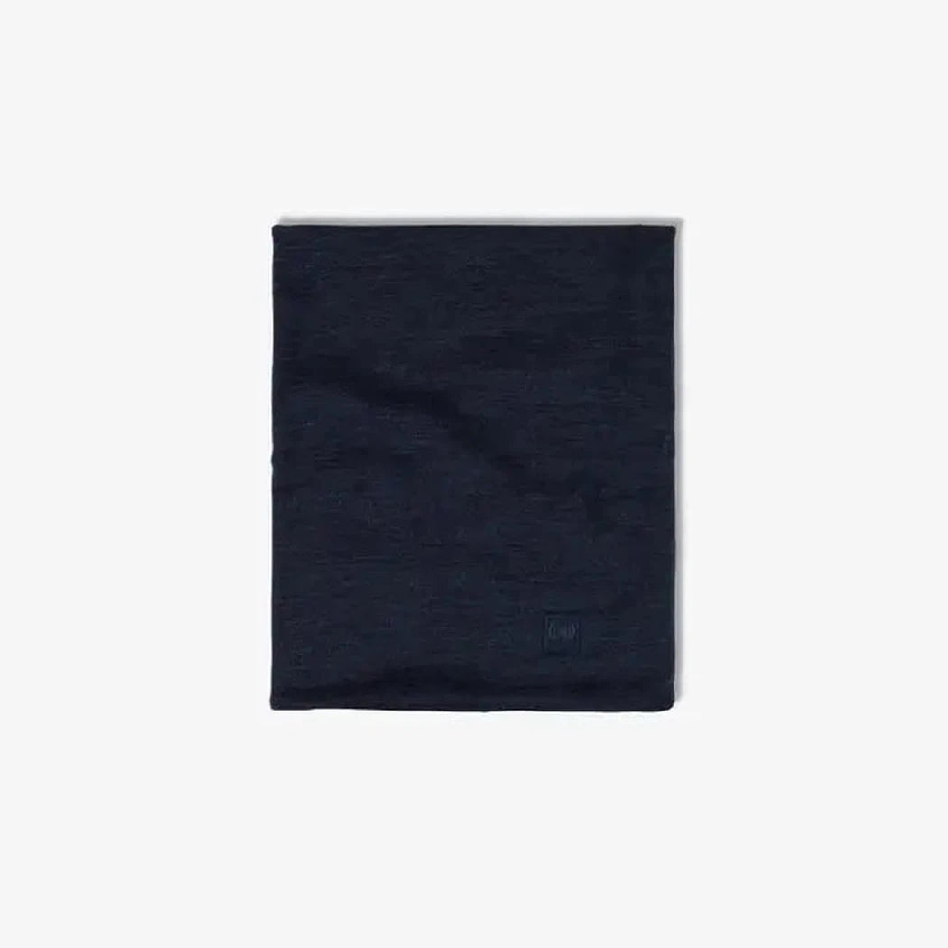 A flat lay of the Indigo Buff Merino Heavyweight Neck Warmer Solid Colors against a white background.