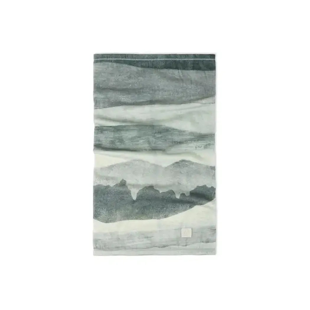 A grey Buff Merino Lightweight Digital Print - Aler with a digital print design and a small white square detail at the bottom.