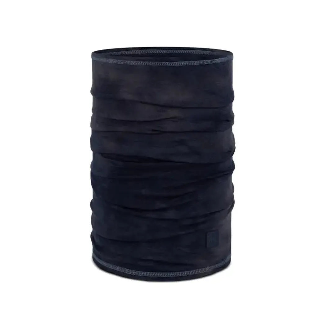 A navy Buff Merino Lightweight Natural Tye Dye bandana shown from the front against a white background.