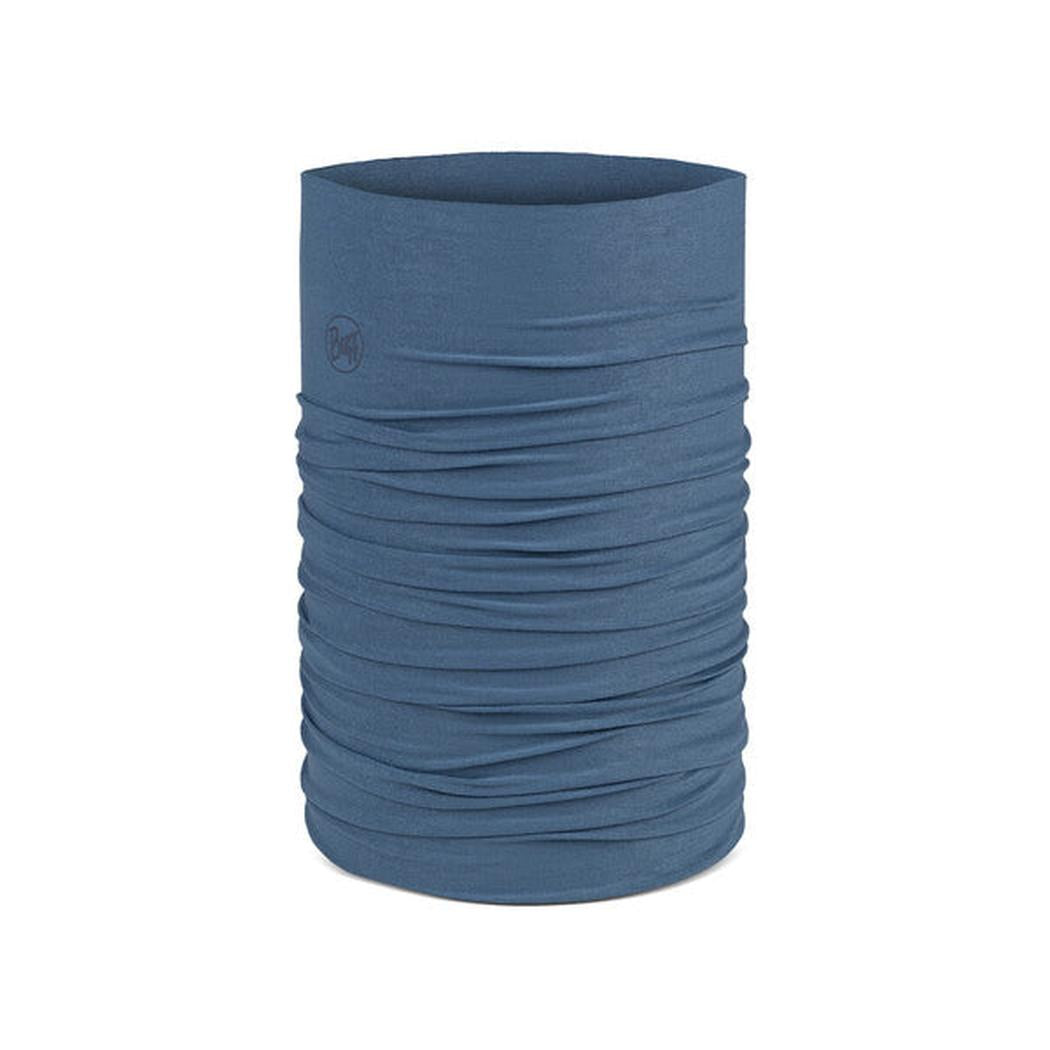 A front view of the Buff Original EcoStretch - Solid in Water color showing the gathered texture against a plain white background.
