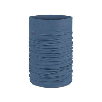 A front view of the Buff Original EcoStretch - Solid in Water color showing the gathered texture against a plain white background.