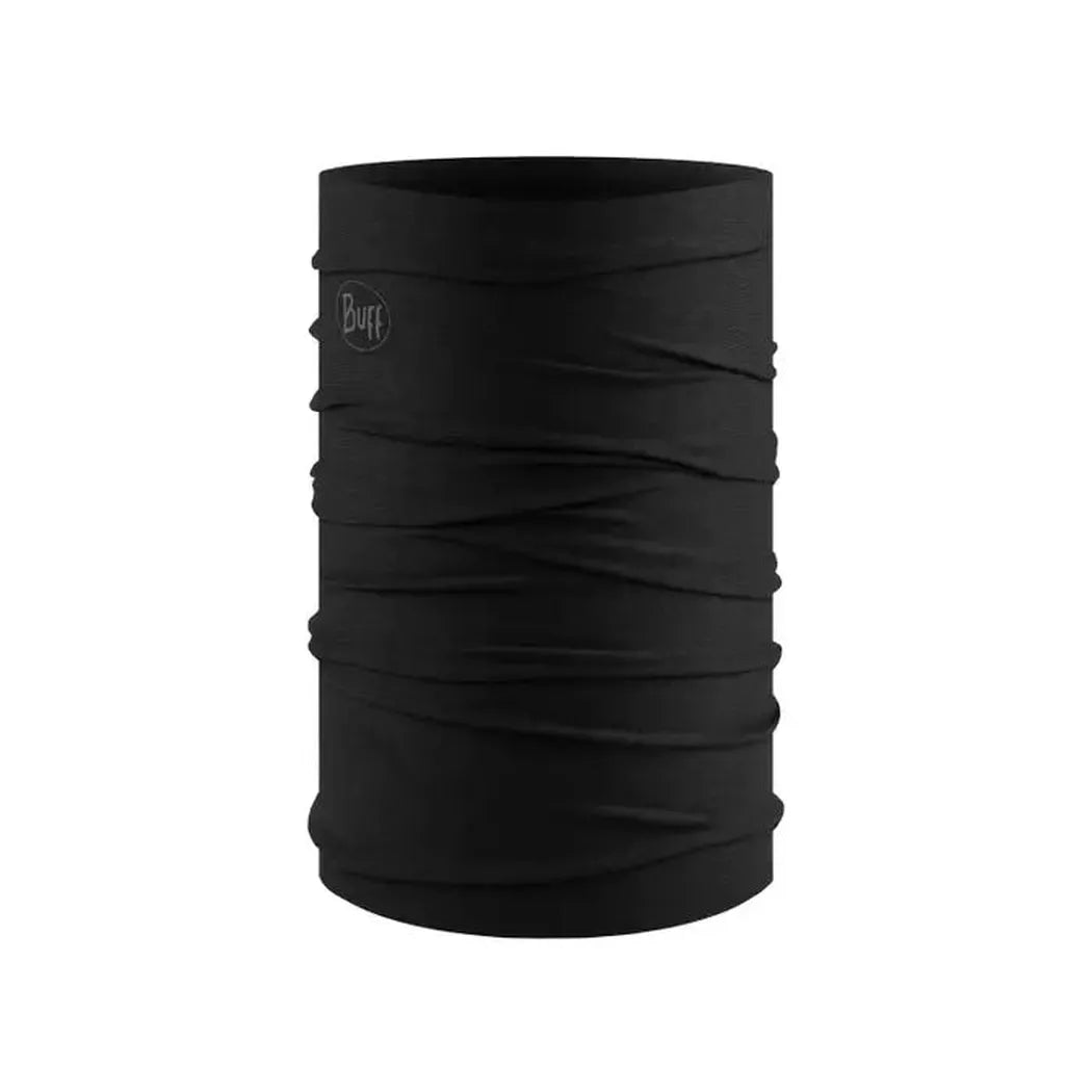 A black Buff Original EcoStretch - Solid bandana shown from the front against a white background.