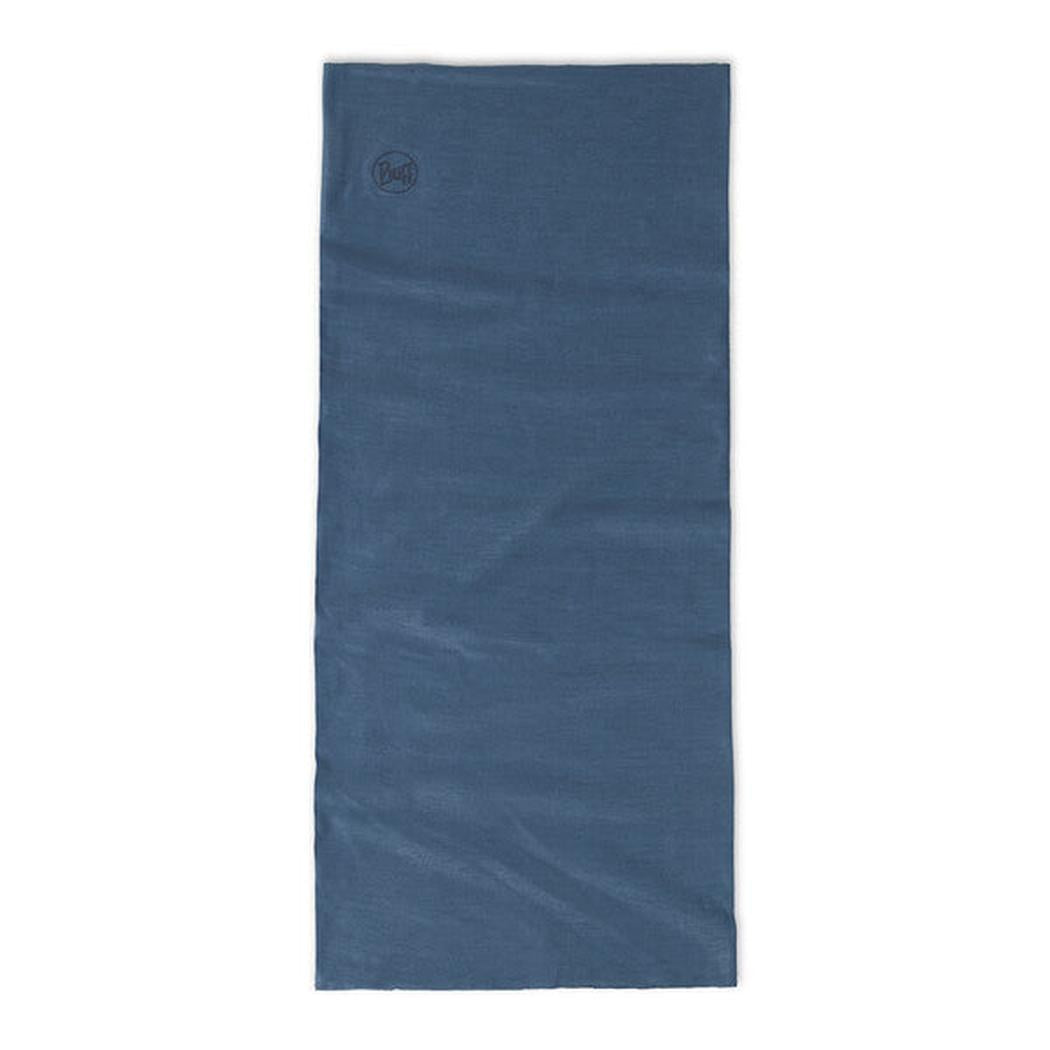 A flat lay photo of the Buff Original EcoStretch - Solid in Water color, showing the brand logo on the upper left corner against a white background.