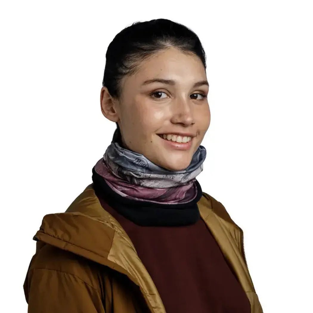A front view of the Buff Polar - Eryna showing the neck gaiter on a model against a white background.